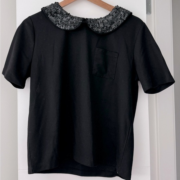 Peter Pan sequins collar black t-shirt - Picture 1 of 2